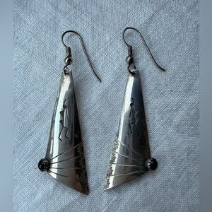 Vintage Sterling earrings silver hand‎ crafted KOKOPELLI design Native American